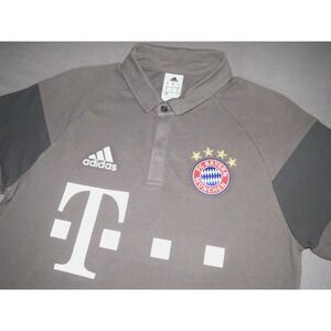 ADIDAS Short Sleeved Gray Pique FC‎ Bayern Munchen Polo Shirt Men's Medium